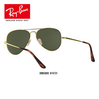 RayBan 雷朋春夏季新款太阳镜男女款复古飞行员形墨镜0RB3689 914731金色镜框绿色镜片 尺寸58