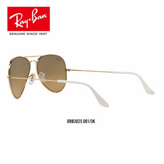 RayBan 雷朋太阳镜男女款飞行员形蛤蟆镜时尚潮流彩膜反光镜面RB3025可定制 001/3K金色镜框茶色镜片银色反光 尺寸58