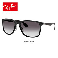 RayBan 雷朋太阳镜男款方形渐变镜片时尚潮流0RB4313可定制 601/8G黑色镜框灰色渐变色镜片 尺寸58