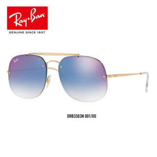 RayBan 雷朋太阳镜骄阳将军款方形墨镜彩膜渐变镜片简洁0RB3583N 001/X0金色镜框蓝色渐变反光镜片 尺寸58