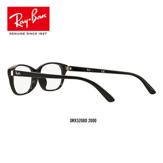 RayBan 雷朋光学镜架男女款全框时尚古典框架近视镜框0RX5208D 2000黑色镜框 尺寸54
