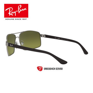 RayBan雷朋太阳镜男款渐变偏光开车驾驶司机镜0RB3604CH可定制 029/6O银色镜框黄色渐变反光偏光镜片 尺寸62