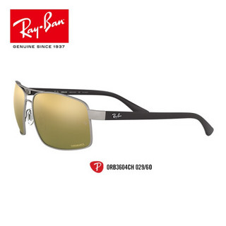 RayBan雷朋太阳镜男款渐变偏光开车驾驶司机镜0RB3604CH可定制 029/6O银色镜框黄色渐变反光偏光镜片 尺寸62