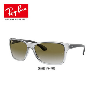 RayBan雷朋2020春季太阳镜男款潮流休闲气质渐变墨镜0RB4331F 64777Z透明镜框浅灰色渐变绿色镜片尺寸61 尺寸61