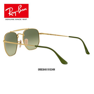 RayBan雷朋太阳镜男女款金属双梁方形潮流渐变墨镜0RB3648可定制 91034M雪茄色镜框绿色渐变绿色镜片 尺寸54