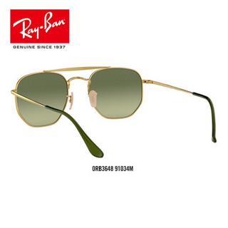 RayBan雷朋太阳镜男女款金属双梁方形潮流渐变墨镜0RB3648可定制 91034M雪茄色镜框绿色渐变绿色镜片 尺寸54