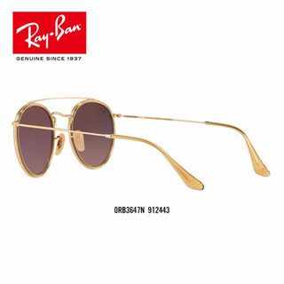 RayBan雷朋太阳镜男女款圆形金属双梁潮流渐变镜片墨镜0RB3647N可定制 912443金色镜框棕色渐变灰色镜片 尺寸51