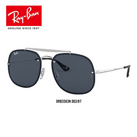 RayBan雷朋夏季新品太阳镜男女款将军系列时尚气质方形墨镜0RB3583N 003/87银色镜框深灰色镜片 尺寸58