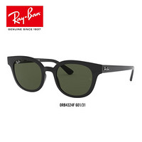 RayBan雷朋太阳镜秋季新品简约休闲气质墨镜0RB4324F 601/31黑色镜框绿色镜片 尺寸50