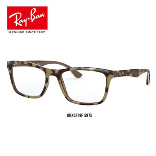 RayBan雷朋2020春季光学镜架男女款时尚方形近视镜框0RX5279F 5975雪茄蛋白石米色底黄色镜框尺寸55 尺寸55