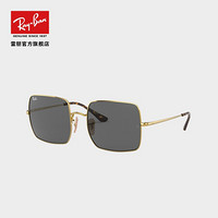 RayBan雷朋2020春季太阳镜女款潮流气质方形墨镜0RB1971 9150B1金色镜框深灰色镜片尺寸54 尺寸54