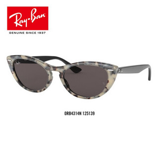 RayBan雷朋太阳眼镜男女款时尚猫眼形潮流复古舒适墨镜0RB4314N 125139米黄玳瑁色镜框灰色镜片 尺寸54