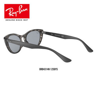 RayBan雷朋太阳眼镜男女款时尚猫眼形潮流复古舒适墨镜0RB4314N 1250Y5灰玳瑁色镜框蓝色镜片 尺寸54