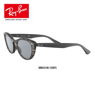 RayBan雷朋太阳眼镜男女款时尚猫眼形潮流复古舒适墨镜0RB4314N 1250Y5灰玳瑁色镜框蓝色镜片 尺寸54