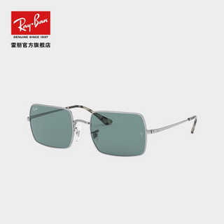 RayBan雷朋2020春季太阳镜男女款时尚气质方形墨镜0RB1969 919756银色镜框天蓝色反光蓝色镜片尺寸54 尺寸54