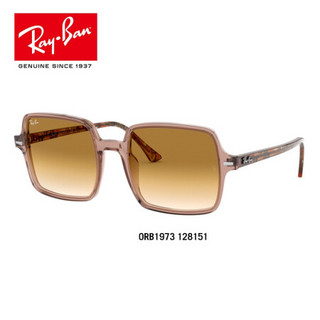 RayBan雷朋太阳镜秋季新品时尚前卫方形渐变墨镜0RB1973 128151透明浅棕色镜框渐变棕色镜片 尺寸53