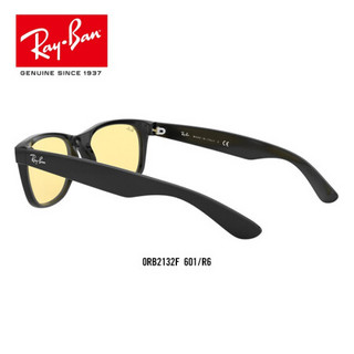 RayBan雷朋太阳镜秋季新品男款简约气质墨镜0RB2132F 601/R6黑色镜框黄色镜片 尺寸55