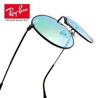 RayBan雷朋太阳镜男女款圆形时尚渐变彩膜反光镜面墨镜0RB3447可定制 002/4J黑色镜框绿色渐变反光镜片 尺寸50