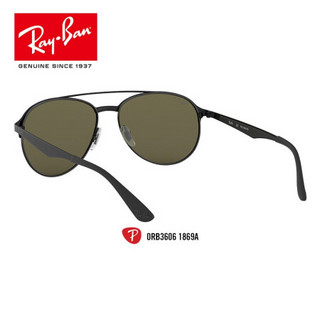 RayBan 雷朋太阳镜男士偏光舒适大方墨镜0RB3606 186/9A哑光黑色底亮黑色镜框深绿色镜片 尺寸59