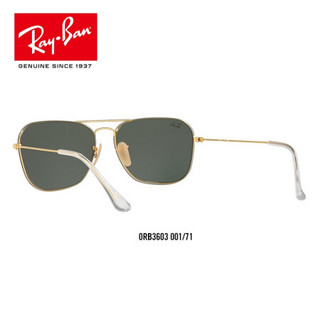 RayBan雷朋太阳眼镜男女款金属时尚潮流复古方形墨镜0RB3603 001/71 金色镜框绿色镜片 尺寸56