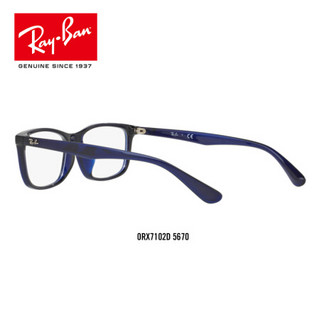 RayBan 雷朋光学镜架男女款全框简约舒适框架近视镜框0RX7102D 5670 镜框蓝色 56