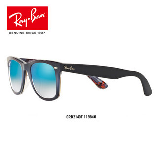 RayBan 雷朋太阳眼镜男女款徒步旅行者方形舒适彩膜反光太阳镜0RB2140F 11984O 缤纷色镜框蓝色渐变反光镜片 尺寸52