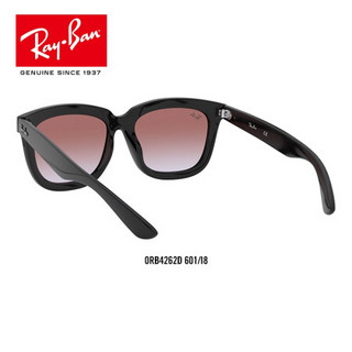 RayBan 雷朋春夏季新款太阳镜男女款方形复古渐变墨镜0RB4262D 601/I8黑色镜框浅蓝色渐变紫罗兰色镜片尺寸57 尺寸57