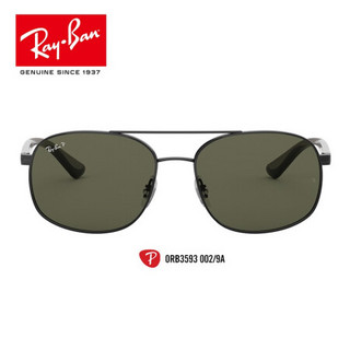 RayBan雷朋太阳镜男款双梁潮流偏光开车司机镜墨镜0RB3593可定制 002/9A黑色镜框绿色偏光镜片 尺寸58