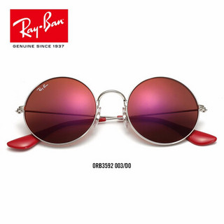 RayBan 雷朋太阳镜女款骄娇款圆形镜框优雅前卫0RB3592可定制 003/D0银色镜框酒红色镜片 尺寸55