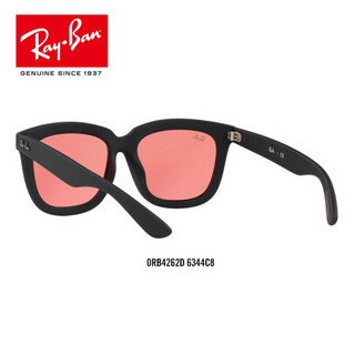 RayBan雷朋太阳镜眼男女款方形时尚彩膜反光墨镜0RB4262D 6344C8黑色框粉色反光镜片 尺寸57