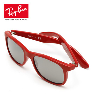 RayBan雷朋儿童太阳眼镜男女孩舒适潮酷彩膜反光镜0RJ9062S 70156G红色镜框灰色反光镜片 尺寸48