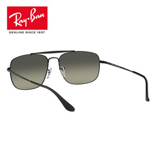 RayBan雷朋太阳镜男款方形双梁渐变镜片潮流墨镜0RB3560 可定制 002_71黑色镜框绿色渐变镜片 尺寸58