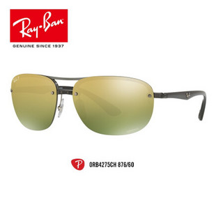 RayBan雷朋太阳眼镜男女时尚偏光康目色开车驾驶司机镜0RB4275CH 876/6O黑色框偏光绿色康目色镜片 尺寸63