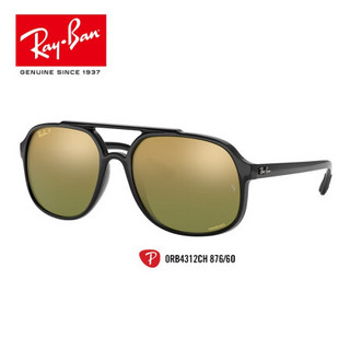 RayBan雷朋太阳镜男款渐变反光偏光开车司机镜0RB4312CH可定制 876/6O黑框偏光金色渐变绿色反光镜片 尺寸57