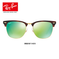 RayBan 雷朋太阳镜男女款半框复古潮流彩膜反光镜面0RB3016可定制 114519玳瑁色框绿色反光镜片 尺寸55