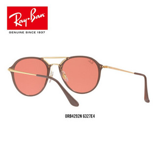 RayBan雷朋太阳眼镜男女款双梁简约潮流方形彩膜反光镜片0RB4292N 6327E4 金色镜框粉色反光镜片 尺寸62