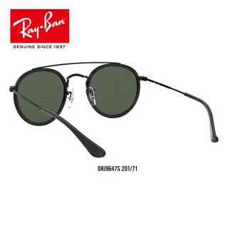 RayBan雷朋2020春季新款太阳镜儿童款时尚潮流潘托斯墨镜0RJ9647S 201/71黑色镜框绿色镜片尺寸46 尺寸46