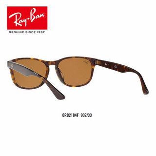 RayBan雷朋太阳眼镜男女款轻质舒适方形时尚简约潮流墨镜0RB2184F 902/33玳瑁色镜框棕色镜片 尺寸57