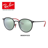 RayBan雷朋法拉利车队系列男女款彩膜潮流反光镜墨镜0RB3602M F02230黑色镜框反光镜片 尺寸51
