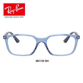 RayBan雷朋2020春季光学镜架男女款时尚复古方形近视镜框0RX7176F 5941透明蓝色镜框尺寸54 尺寸54