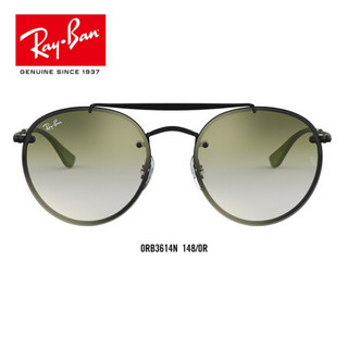 RayBan 雷朋春夏季新款太阳镜男女款潮流渐变墨镜0RB3614N 148/0R黑色镜框绿色镜片 尺寸54