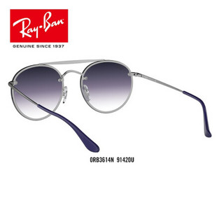 RayBan 雷朋春夏季新款太阳镜男女款潮流渐变墨镜0RB3614N 91420U银色镜框紫罗兰色镜片 尺寸54