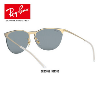 RayBan雷朋夏季新品太阳镜男女款时尚潮流前卫墨镜0RB3652 901380橡胶金色镜框蓝色镜片 尺寸41