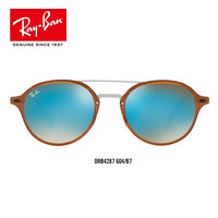 RayBan 雷朋太阳眼镜男女款圆形简约彩膜反光镜0RB4287 604/B7 棕色镜框蓝色渐变反光镜片 尺寸55