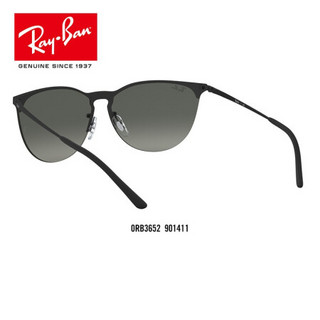 RayBan雷朋夏季新品太阳镜男女款时尚潮流前卫渐变酷炫墨镜0RB3652 901411橡胶黑色镜框灰色渐变深灰色镜片 尺寸41