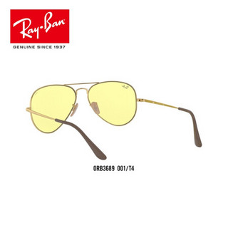 RayBan雷朋太阳镜秋季新品男女款时尚双梁飞行员型光致变色墨镜0RB3689 001/T4金色镜框浅黄色镜片 尺寸58