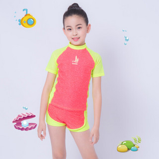 三奇 （SANQI）儿童游泳衣分体女童中大童小公主女孩可爱韩国新款亲子款  B2003 蓝色 XXL