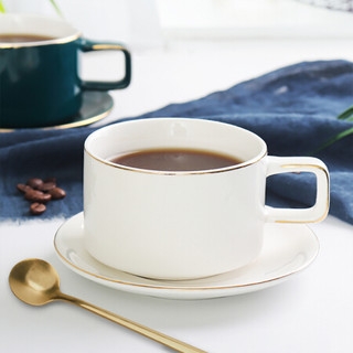 Beisesi 贝瑟斯 欧式奢华咖啡杯套装 简约下午茶杯 拿铁杯陶瓷杯子带勺 创意拉花咖啡杯碟