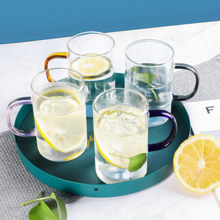 贝瑟斯 透明玻璃杯4个装 茶杯单层玻璃杯带把男女喝水杯子家用凉水杯
