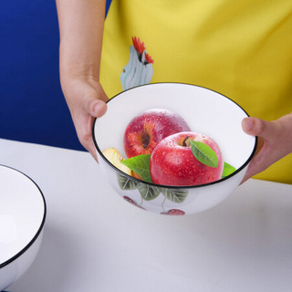 传旗 小清新简约草莓（7英寸2只装）陶瓷餐具家用碗饭碗汤碗 微波炉可用